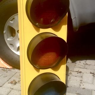 Plastic blinking "Traffic Lite" model 5060 from Data Display Systems, a division of Decora Ind. Inc., Philladelphia, PA