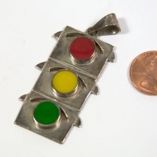 Traffic light necklace charm marked 925 Mexico