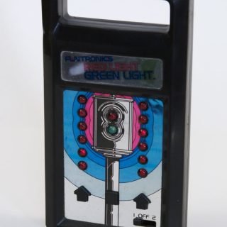 Mattel Funtronics Red Light Green Light battery operated handheld game (Model #1604) from 1979. I’ve had this since I was about 7 years old.