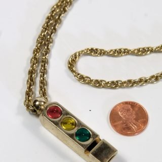 Metal whistle traffic light necklace