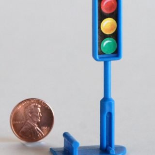 Blue plastic with sticker