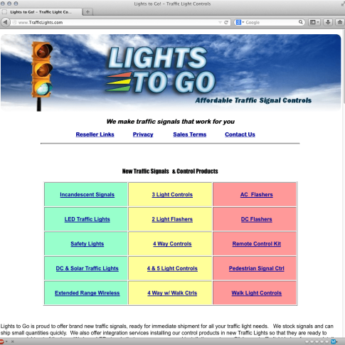 Image of the Lights to Go website