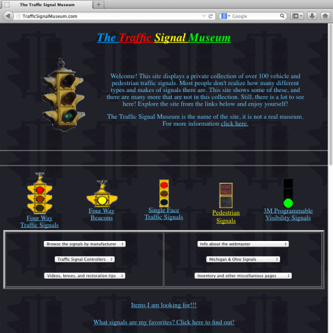 Image of the Traffic Traffic Signal Museum website