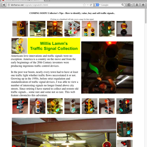 Image of Willis Lamm's Traffic Signal Collection website