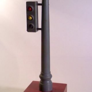 Wooden traffic signal and post, battery operated