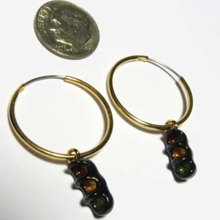Black 3-section traffic signal earirings