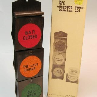 1970s Rexwood 6-piece coaster set in walnut, Item #5459, distributed by CRH Intn'l