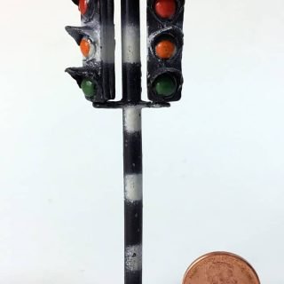 British cast metal movable 2-way traffic signal cluster on a pole