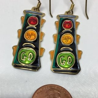 Flat 2 dimensional 4-way traffic light earrings from Two-Hands
