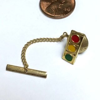 Brass flat traffic signal tie tack