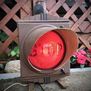 Crouse Hinds Type DT single section beacon with cast visors and command STOP lens Crouse Hinds Type DT single section beacon with cast visors and command STOP lens