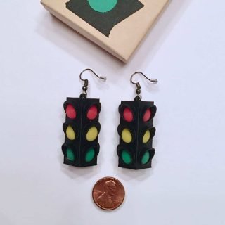 3D printed traffic signal earrings