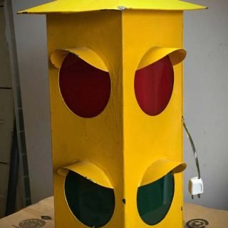homemade three-way metal red-green traffic light