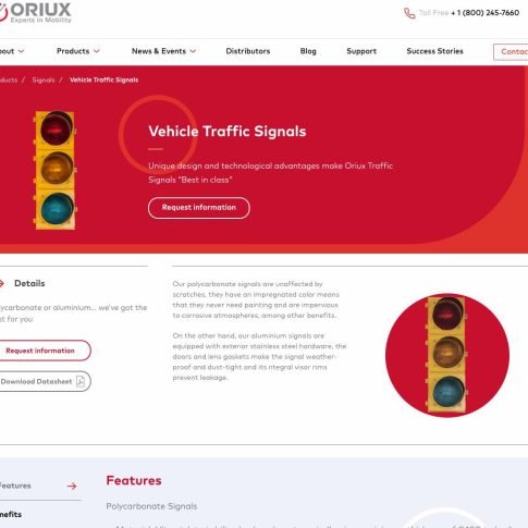 Oriux Vehicle Traffic Signals website grab