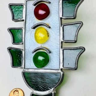 Stained glass traffic light