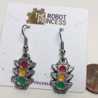 Flat Pewter 4-way Traffic Signal Earrings
